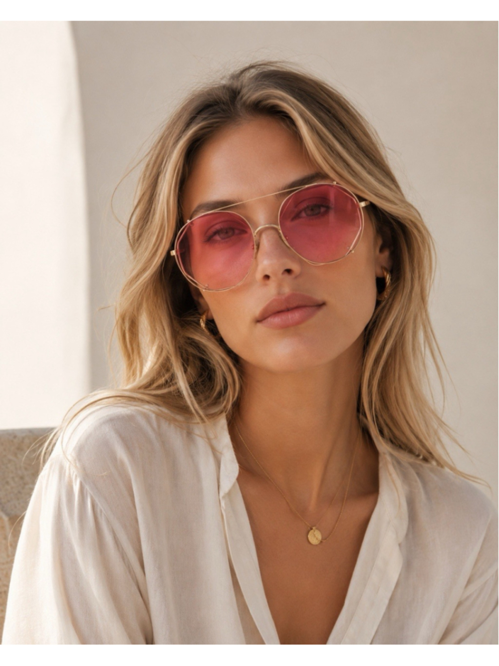 New CHLOE CH0041S 004 57mm Gold "2-in-1" Square Round Sunglasses Italy